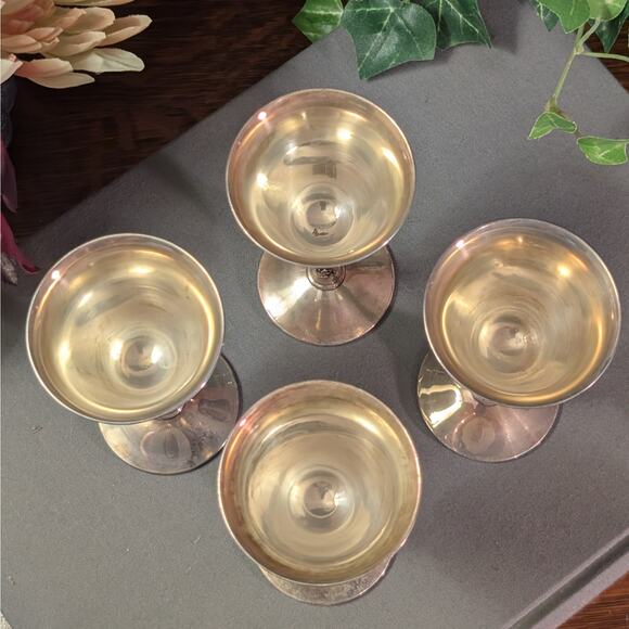 4 Vintage Silver Plated Cordial Dessert Wine Twisted Stem Goblets Falstaff Spain - Picture 2 of 8